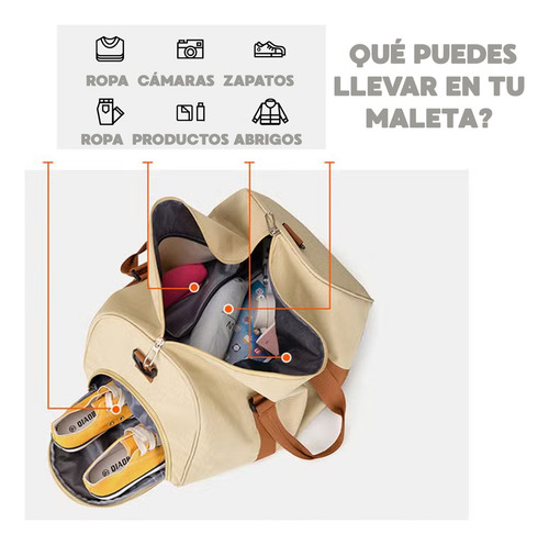 Maletas Deportivas Gimnasio Viaje Hombre Y Mujer Color Caqui Diseño De La Tela Liso