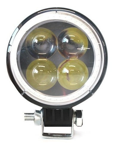 Faro 4 Led 12w Lupa Ojo De Angel Blanco Fija + Estrobo