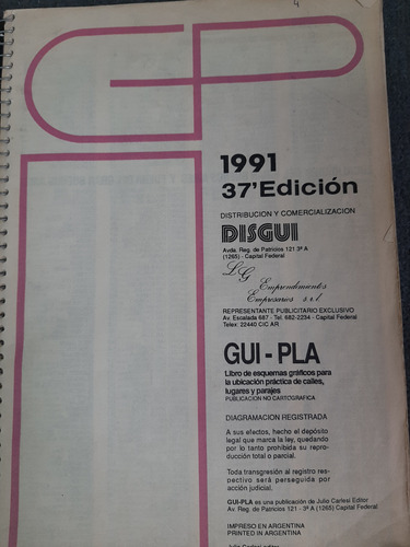 Guía Gui-pla 91 Capital Federal Gba La Plata Y Mdq Planos Y (Usado)