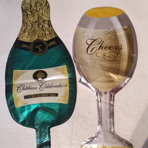 4 Globos Dos Botella De Champagne Y Dos Copa , 40 Cm C/u