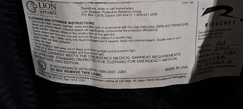 Campera Bombero Paramedico U. S. A. (Usado)