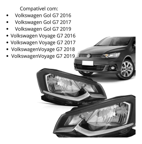 Par Farol Gol Voyage G7 2016 17 18 19 Friso Cromado Simples