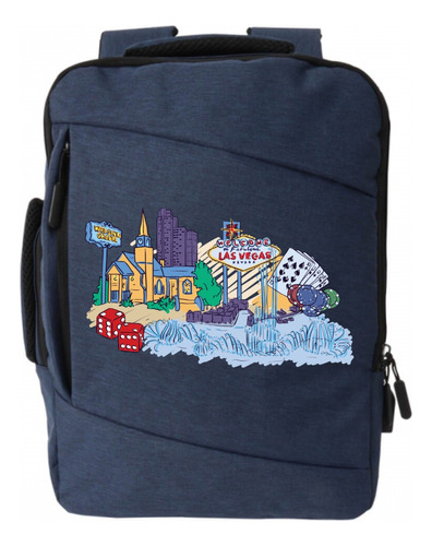 Morral Espalda Las Vegas Nevada Maleta Portafolio Azul 