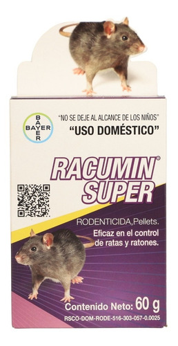 Imagen 2 de 6 de Paquete 3 Piezas Racumin Super 60 Grs Veneno Mata Rata Ratón
