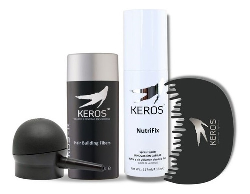 Pack Keros Cubre Calvicie Nanofibras+spray+aplicador+peineta