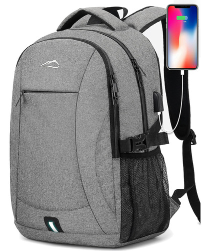 Mochila Para Computadora Portátil C/ Purto Usb-unisex/gris