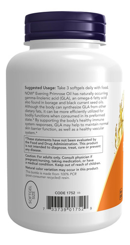Now Foods Supplements, Óleo De Prímula 500 Mg Com Gla (ácido