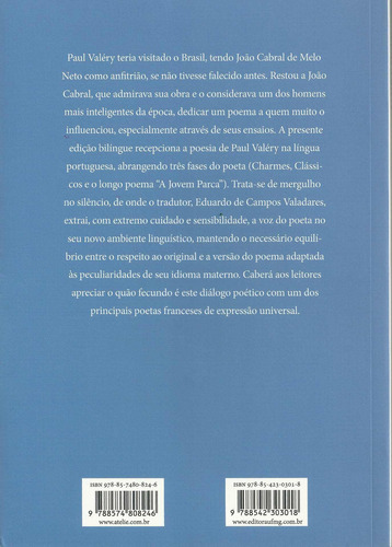 O Azul e o Mar, de Valéry, Paul. Editorial Ateliê Editorial Ltda - EPP, capa mole em português/francês, 2019