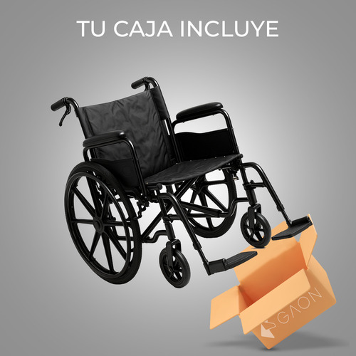 Silla De Ruedas Plegable Con Agarradera Para Traslado Adulto con Reposapies Ajustable Color Negro
