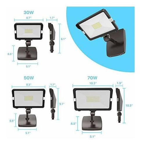 Paquete De 2 Focos Led De 50 W Para Exteriores Con Mont...