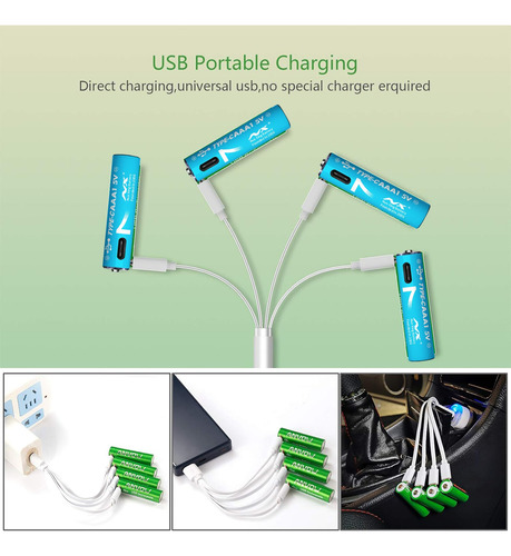 Pilas Recargables Aaa Usb Carga De 1.5v Baterias Recargables