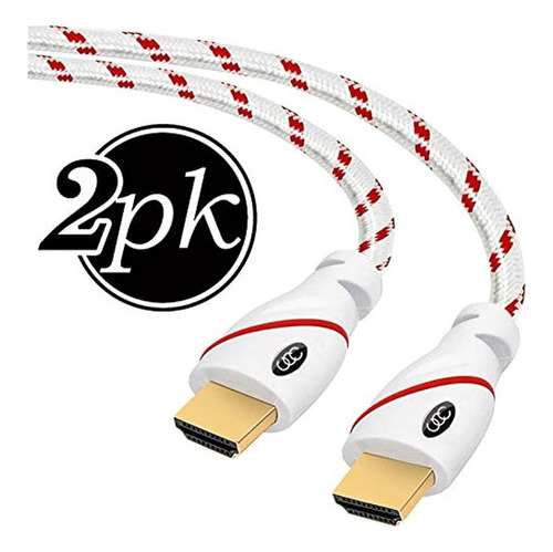 Cable Hdmi 6 Pies - Paquete De 2 - Resolucion Uhd 2.0b De A