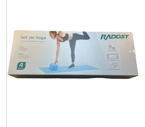 Set Yoga Entrnamiento Mat + Correa + Ladrillos Radost Celeste