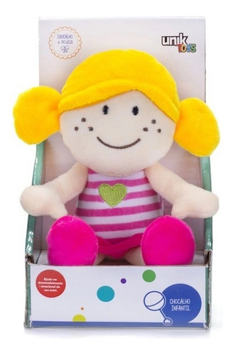 Boneco De Pelúcia Vestido Rosa Com Chocalho Unik Bc1713-f