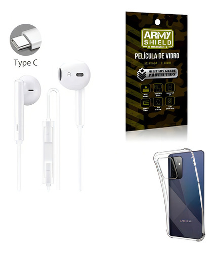Kit Fone De Ouvido + Capinha Samsung A72 + Película 3d