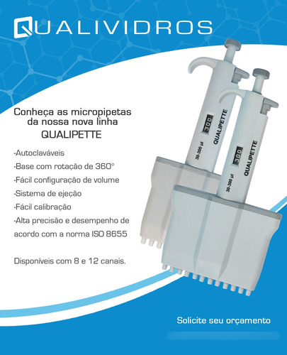 Micropipeta Multicanal Basic 8 Canais/ 30-300ul Qualipette
