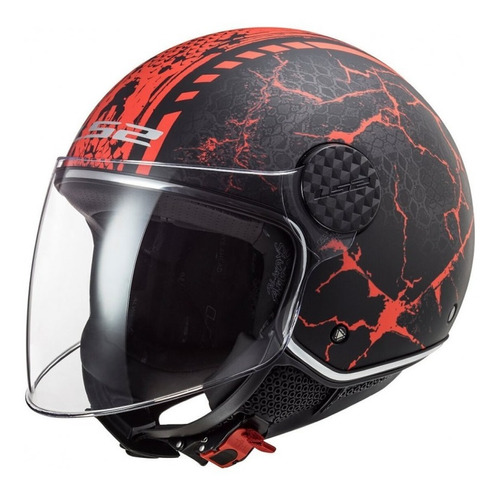 Casco Moto Ls2 Of558 Sphere Lux Snake Negro Rojo Matte