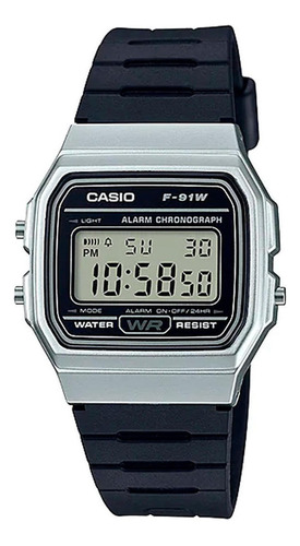 Reloj Casio Digital Varon F-91wm-7a Color de la correa Negro Color del bisel Gris Color del fondo Gris