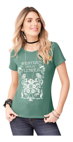 Camiseta Mujer Verde 92240