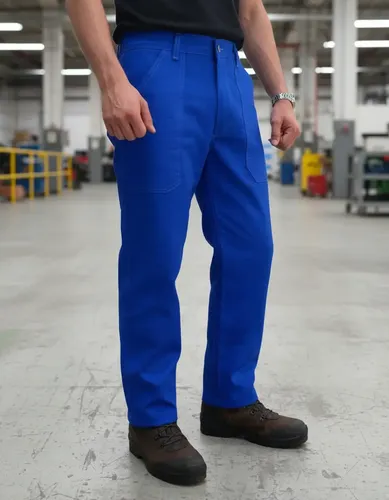 Calça De Brim 1/2 Elástico Azul Royal Uniforme Profissional