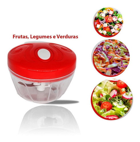 Mini Processador Cozinha 3 Laminas Verdura Legumes Alho Red Cor Vermelho