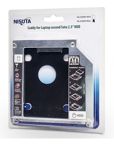 Caddy Nisuta Adaptador Notebook 2do Disco Sata Hdd Ssd 9,5mm