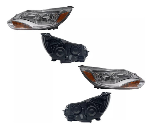 2 Faros Cromado Dfzn Focus Sedan 2012 2013 2014