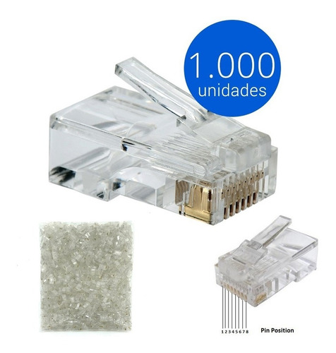 Kit Pacote 1000 Conectores Rj45 Cabo Rede Lan Plug Ethernet