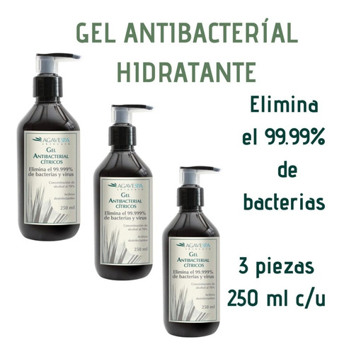 Imagen 1 de 3 de 3 Gel Antibacterial  250 Ml 70% Alcohol, Hidratante Aloe Ver