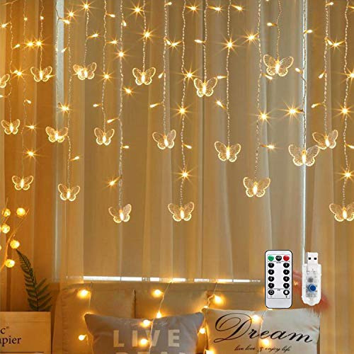 Cortina Mariposa Luces Hada 120led 8 Modos Usb