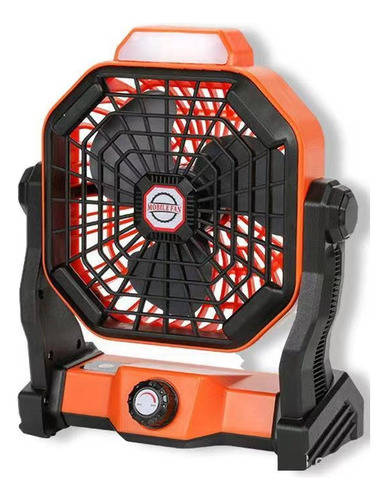 Ventilador De Camping Recargable Portátil Con Gancho Led Lig