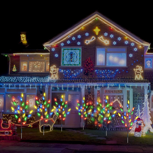 Paquete De 4 Luces Solares De Estaca De Jardín De Navidad Me