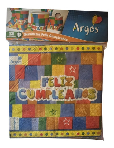 Servilletas Feliz Cumpleaños X12 Unidades Mix Colores