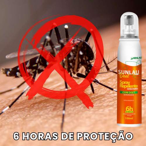 Repelente Spray Deet Proteção Insetos 100ml 6 Horas 3 Unid