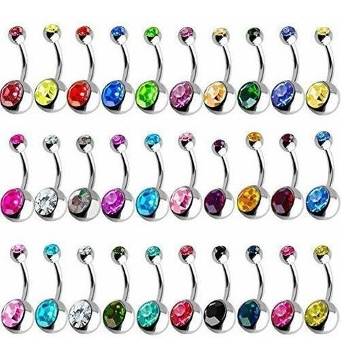 Outee 30 Unids 14g Ombligo Anillos Ombligo Ombligo Anillos D