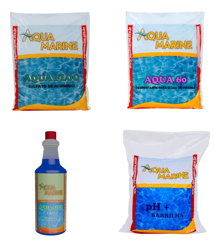 Kit 1 Cloro2kg 1 Sulfato De Alumínio 1 Algicida 1 Barrilha