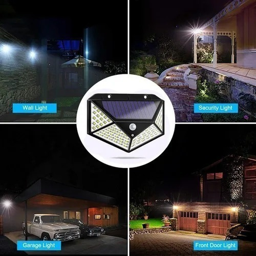 Imagen 3 de 6 de Lampara Exterior Foco Solar 100 Led Sensor De Movimiento