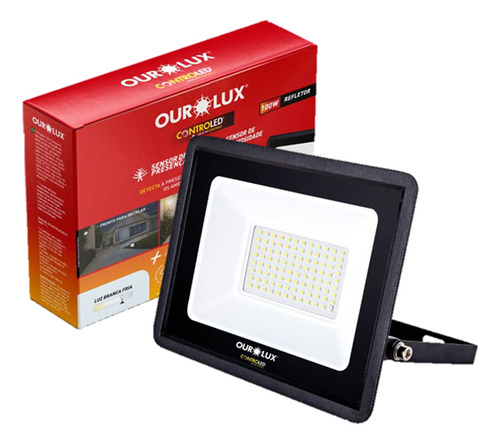 Refletor Sensor De Presença 100w Luz Branca 6500k Ip65