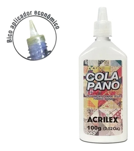 Imagem 2 de 2 de Cola Pano Para Tecidos De Algodão Branca 100g Acrilex