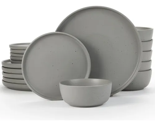 Juego de vajilla gris sale