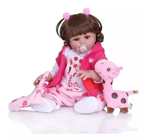 Boneca Bebe Reborn Girafinha 48cm Corpo 100% Silicone - Cor: ; Tamanho: 48;