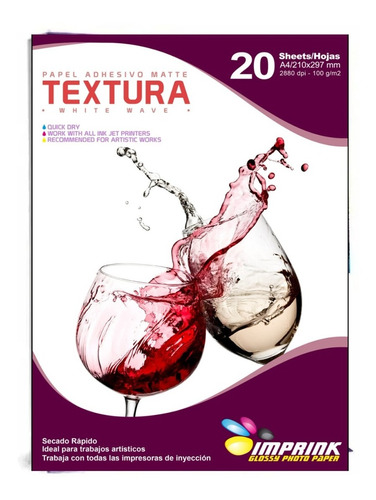 Papel Adhesivo Matte Textura : White Wave A4/100g/20 Hojas