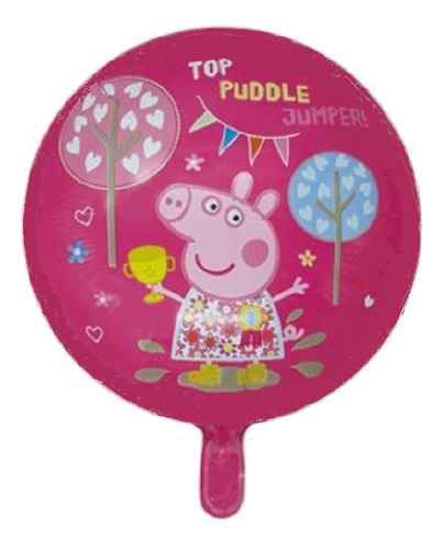 Pack 24 Globos Metálicos Peppa Pig Con Varillas 45 Cm