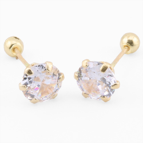 Aretes Broquel Oro Sólido 10k Niña Mujer Piercing 2 Pares 03