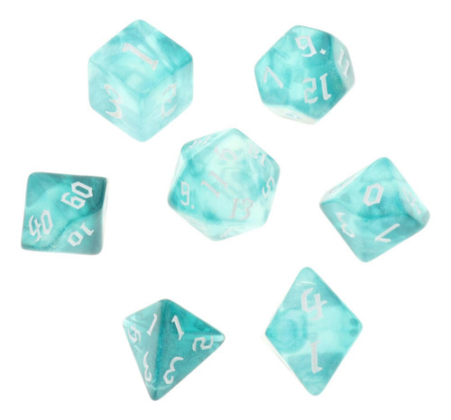 6 Juego De Dados Acrílicos Multifacéticos De 7 Piezas,