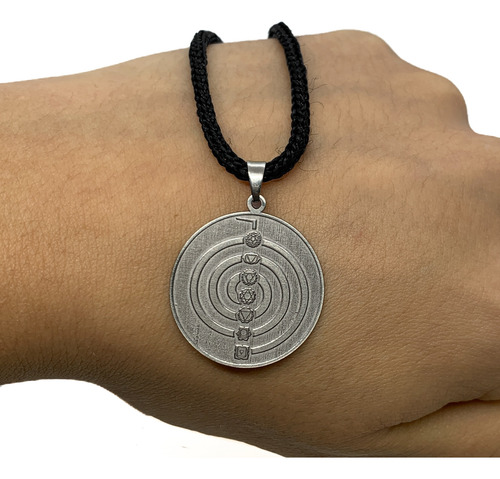Dije Chokurei Reiki 7 Chacras Acero Gris