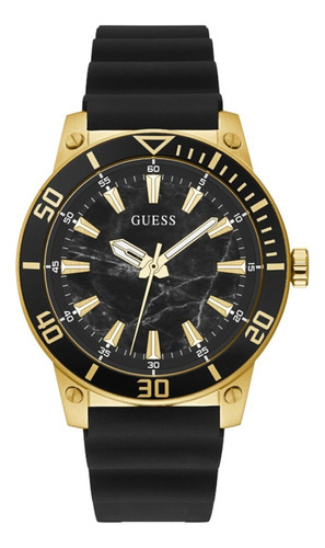 Reloj Negro Hombre Guess Reloj De Pulsera Color Del Bisel Dorado Color Del Fondo Dorado