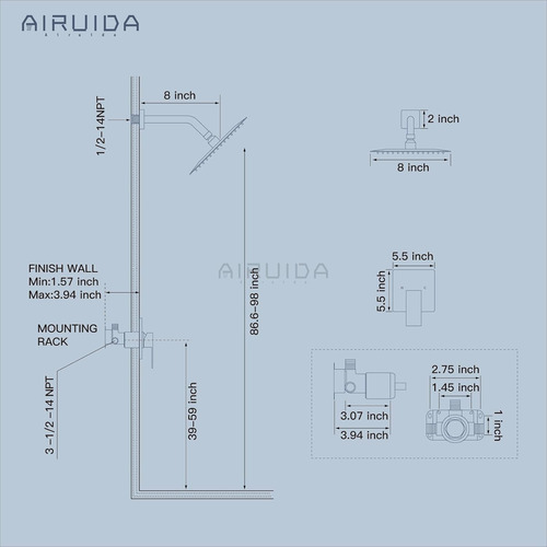 Airuida Grifo De Ducha Sistema De Ducha De Lluvia De Baño