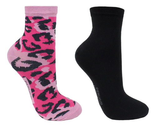 2 Pares Calcetín Bamboo Animal Print Fucsia