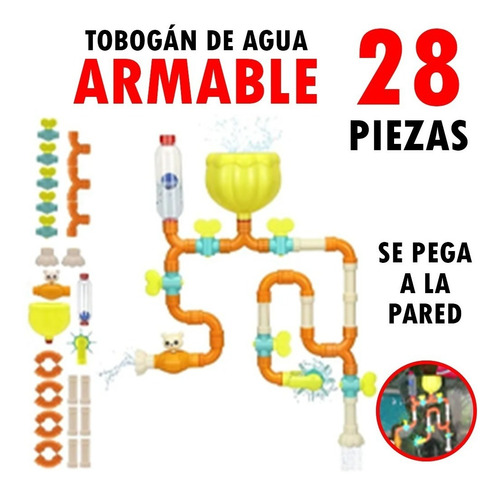 Juguete De Pared Baño-tobogan Con Valvulas Y Figuras 18 M+